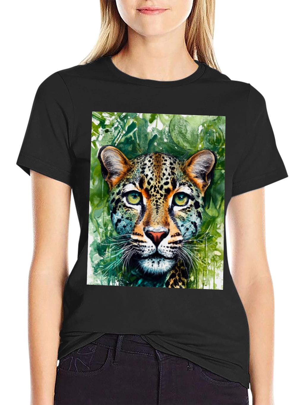 Leopard Watercolor Graphic T-Shirt