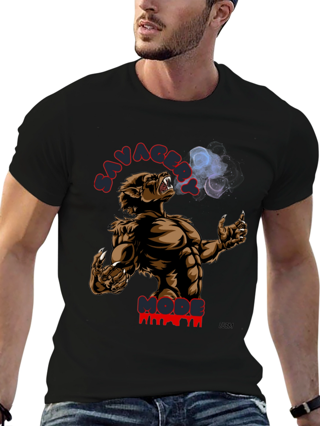 Savage Mode Graphic Print T-Shirt - Black