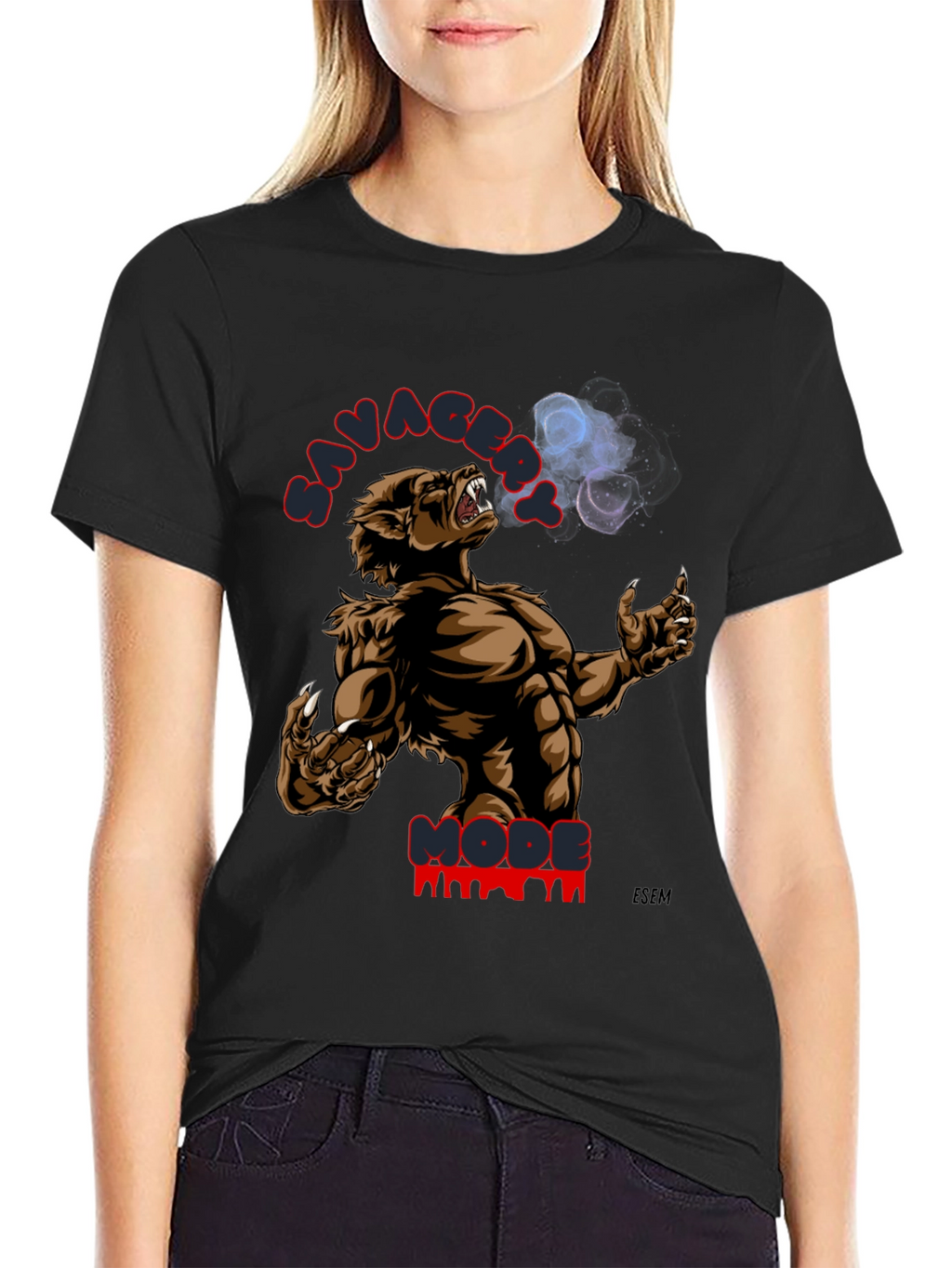 Savage Mode Graphic Print T-Shirt - Black