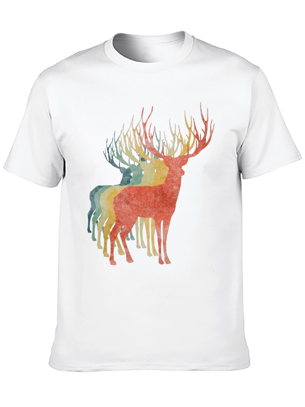 Retro Deer Graphic Tee - Black Casual T-Shirt