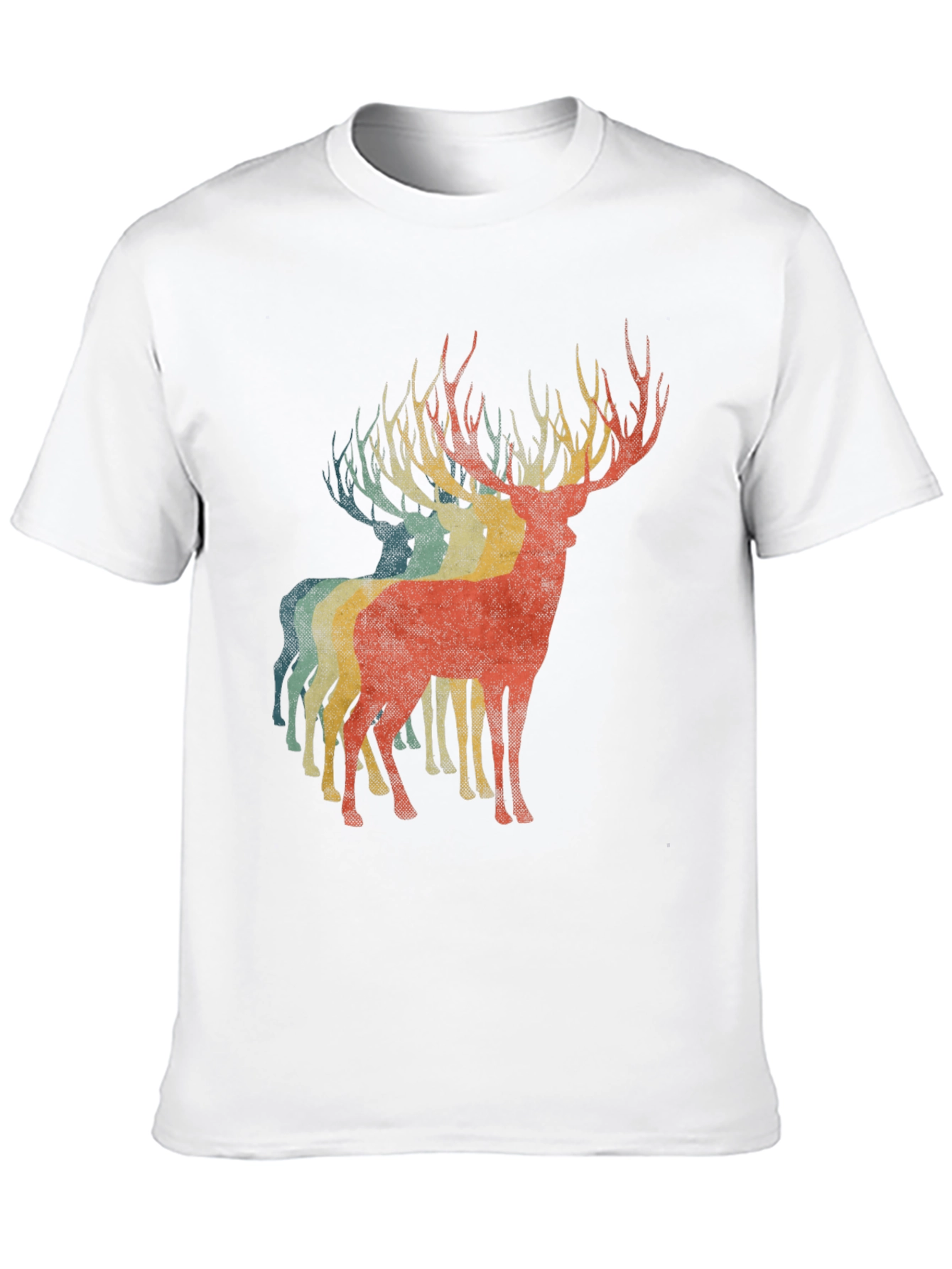 Retro Deer Graphic Tee - Black Casual T-Shirt