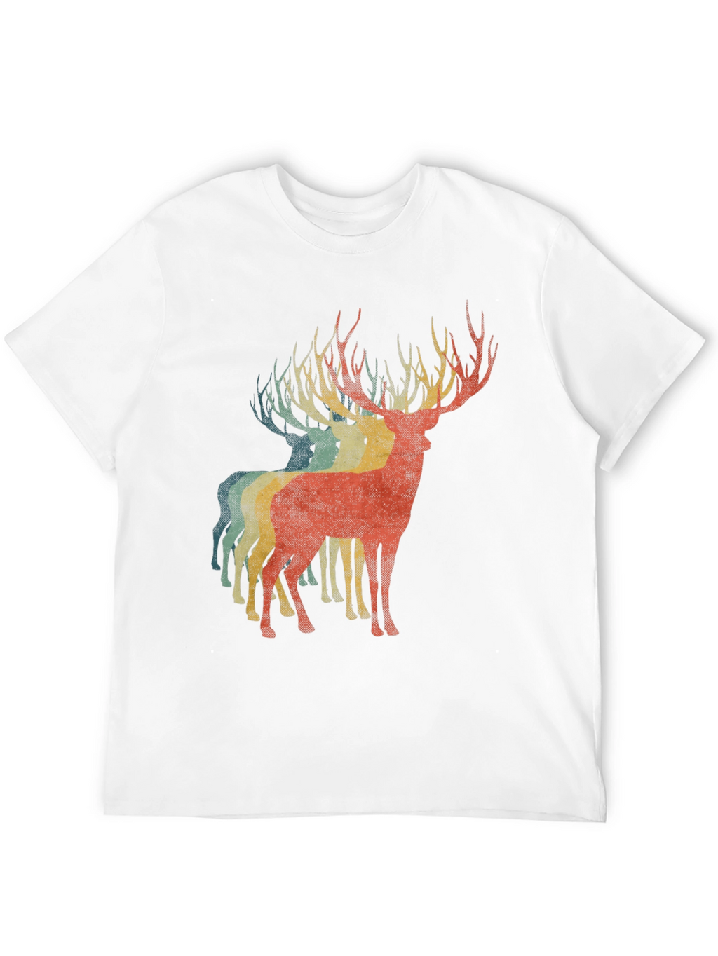 Retro Deer Graphic Tee - Black Casual T-Shirt