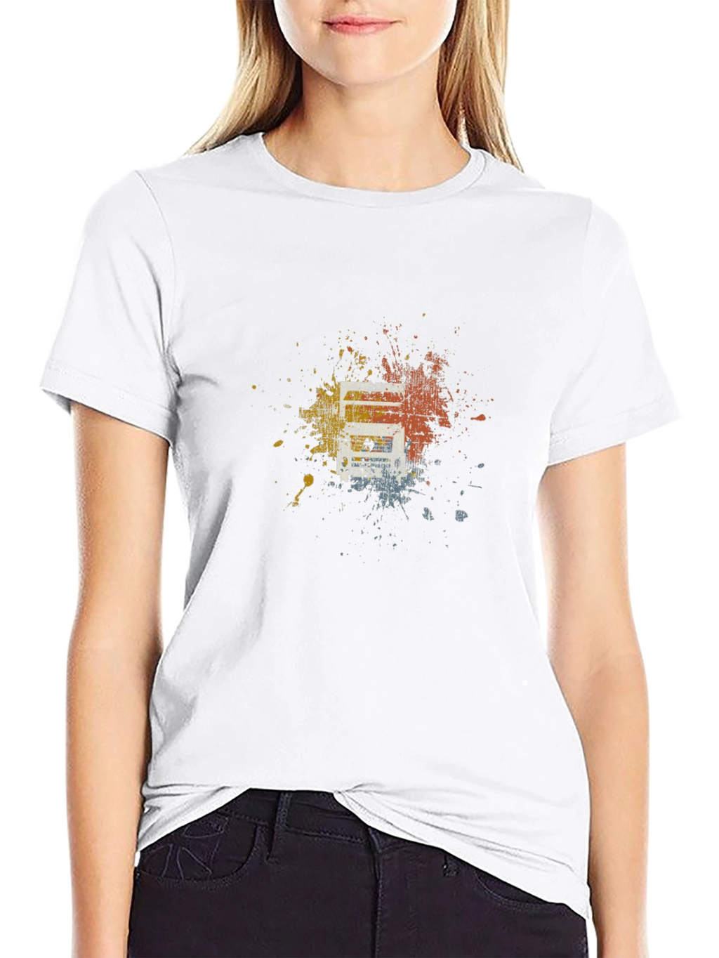 Abstract Splatter Graphic Black Tee