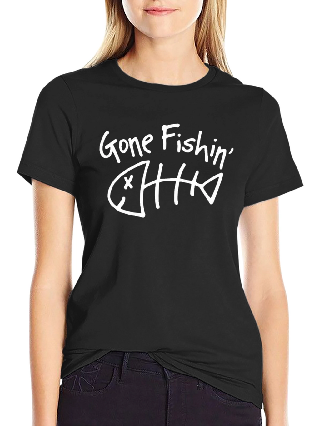 Gone Fishin T-Shirt - Funny Fishing Skeleton Tee