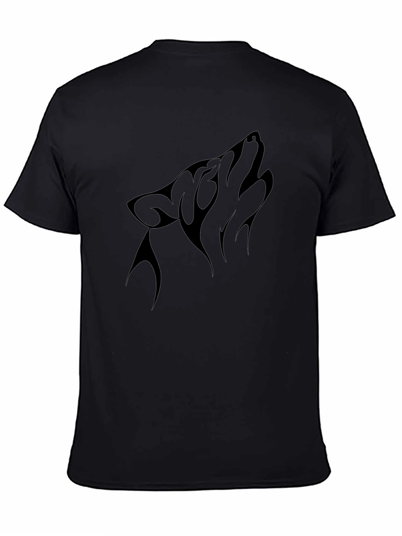 Black Wolf Graphic Tee - Mens Tribal Design