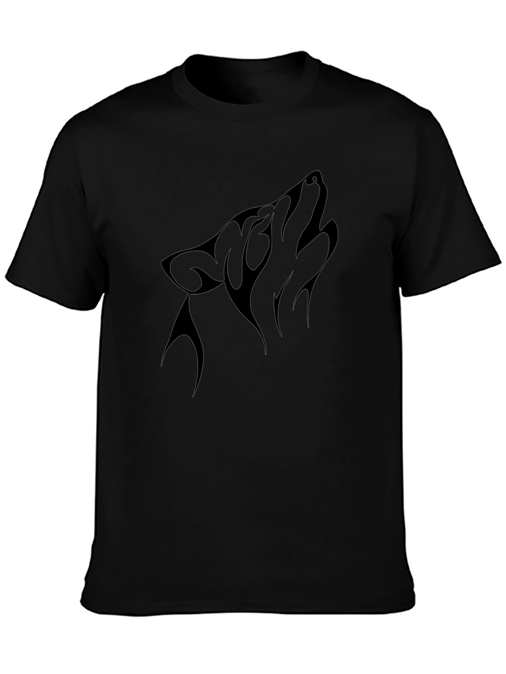 Black Wolf Graphic Tee - Mens Tribal Design