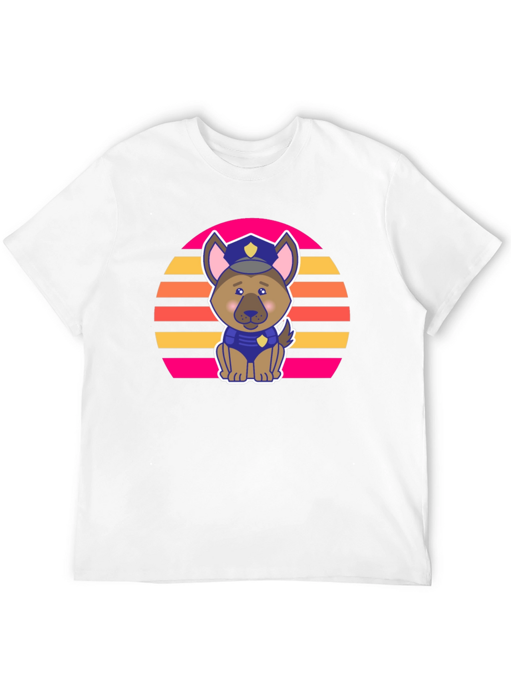 Cute Police Dog Retro Sunset T-Shirt