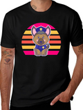 Cute Police Dog Retro Sunset T-Shirt