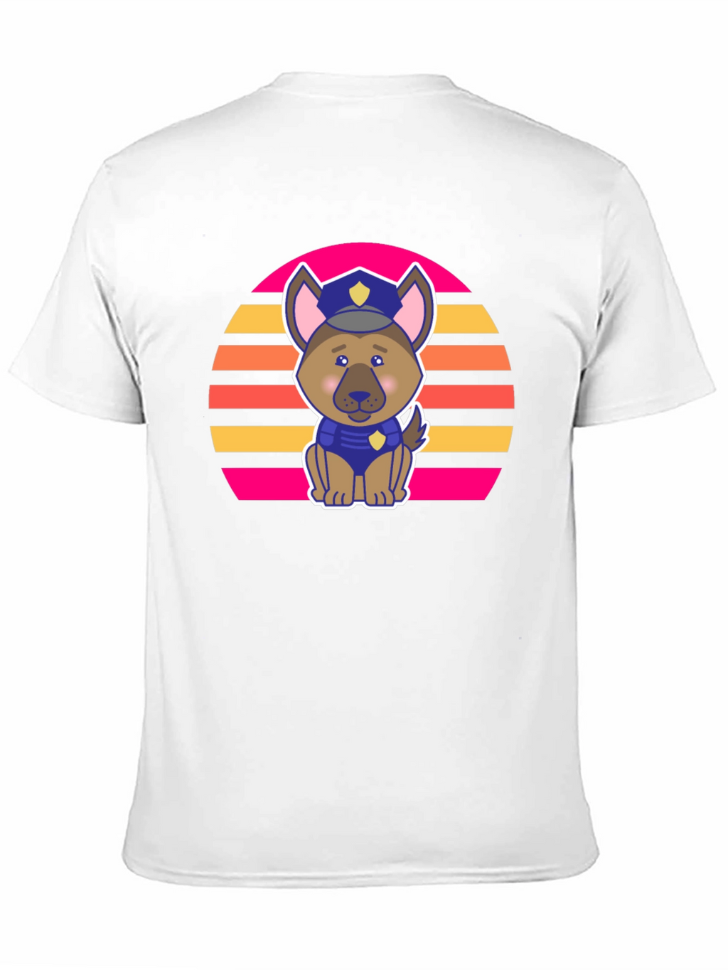 Cute Police Dog Retro Sunset T-Shirt