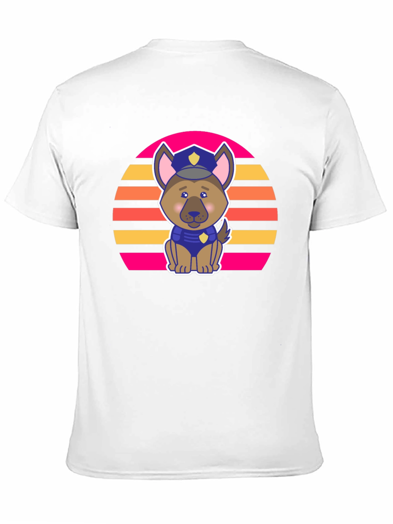Cute Police Dog Retro Sunset T-Shirt