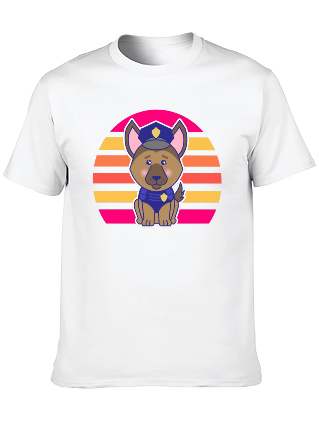 Cute Police Dog Retro Sunset T-Shirt