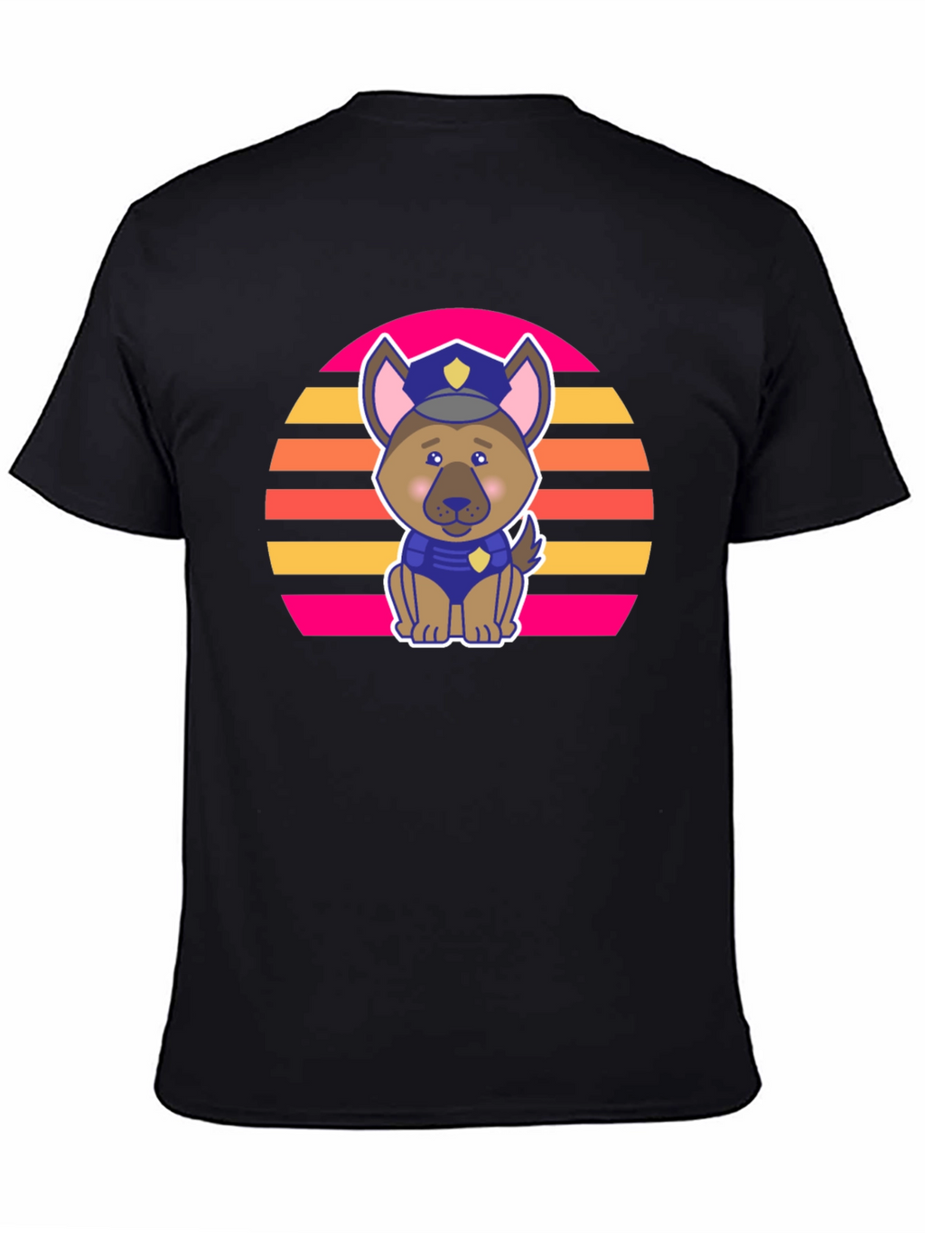 Cute Police Dog Retro Sunset T-Shirt