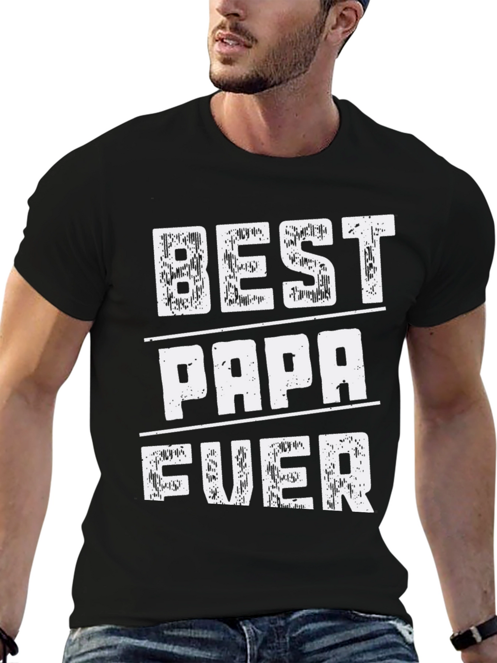 Best Papa Ever Black Graphic T-Shirt