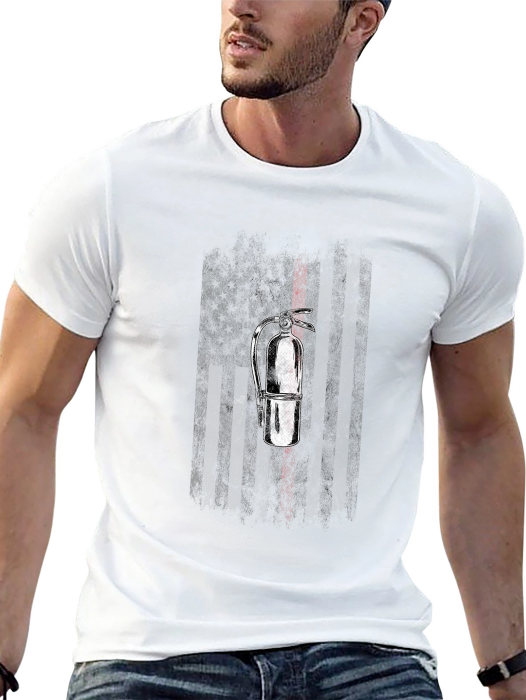 Firefighter American Flag Extinguisher T-Shirt