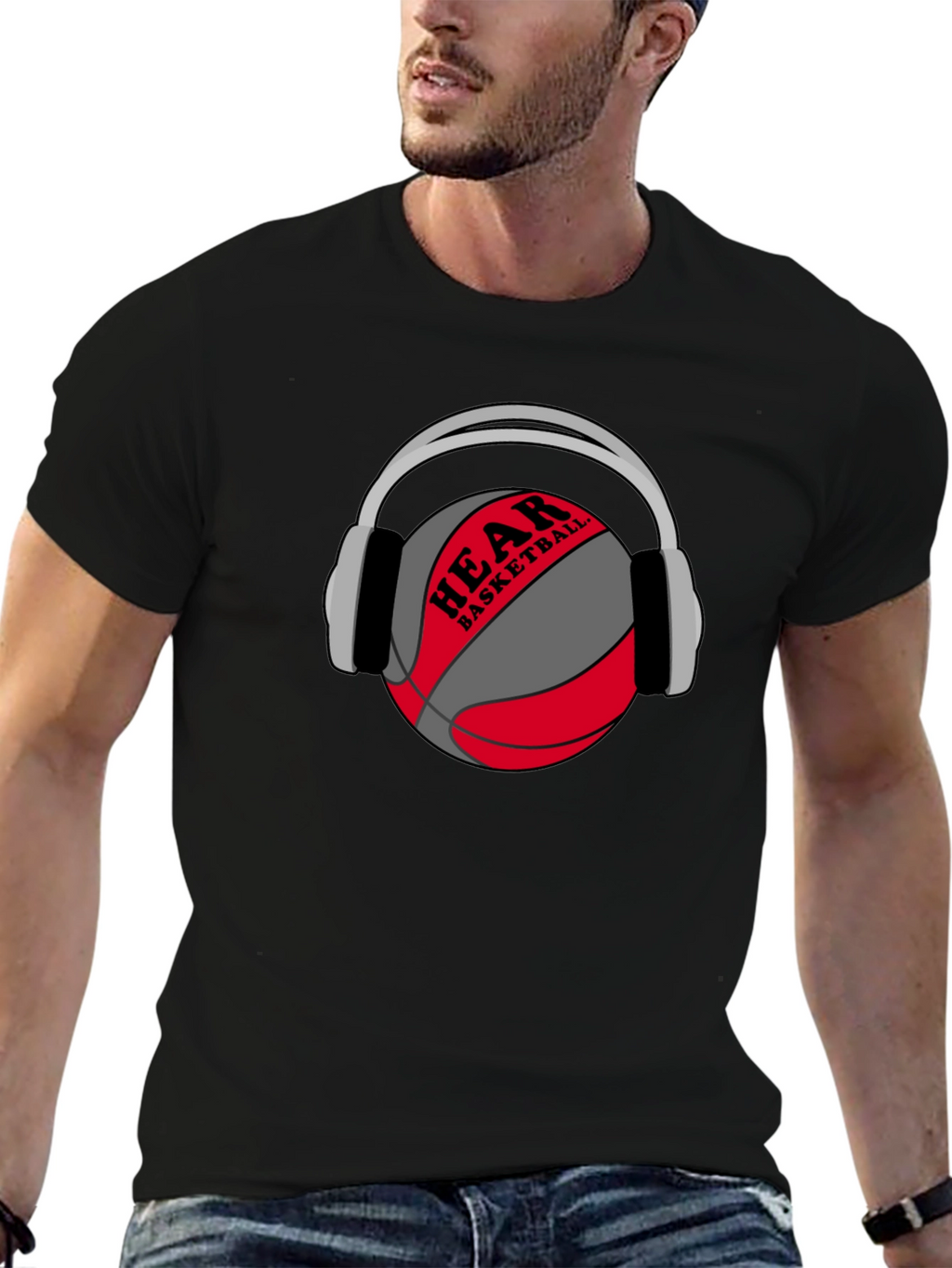 Hear Basketball Graphic Tee - Black