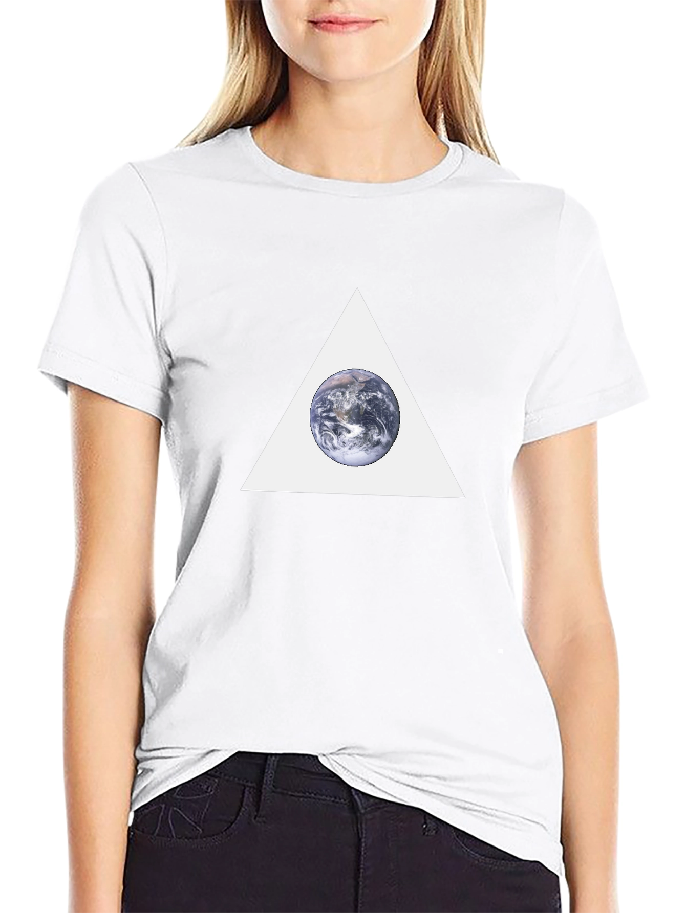 Earth in Triangle Graphic T-Shirt - Black