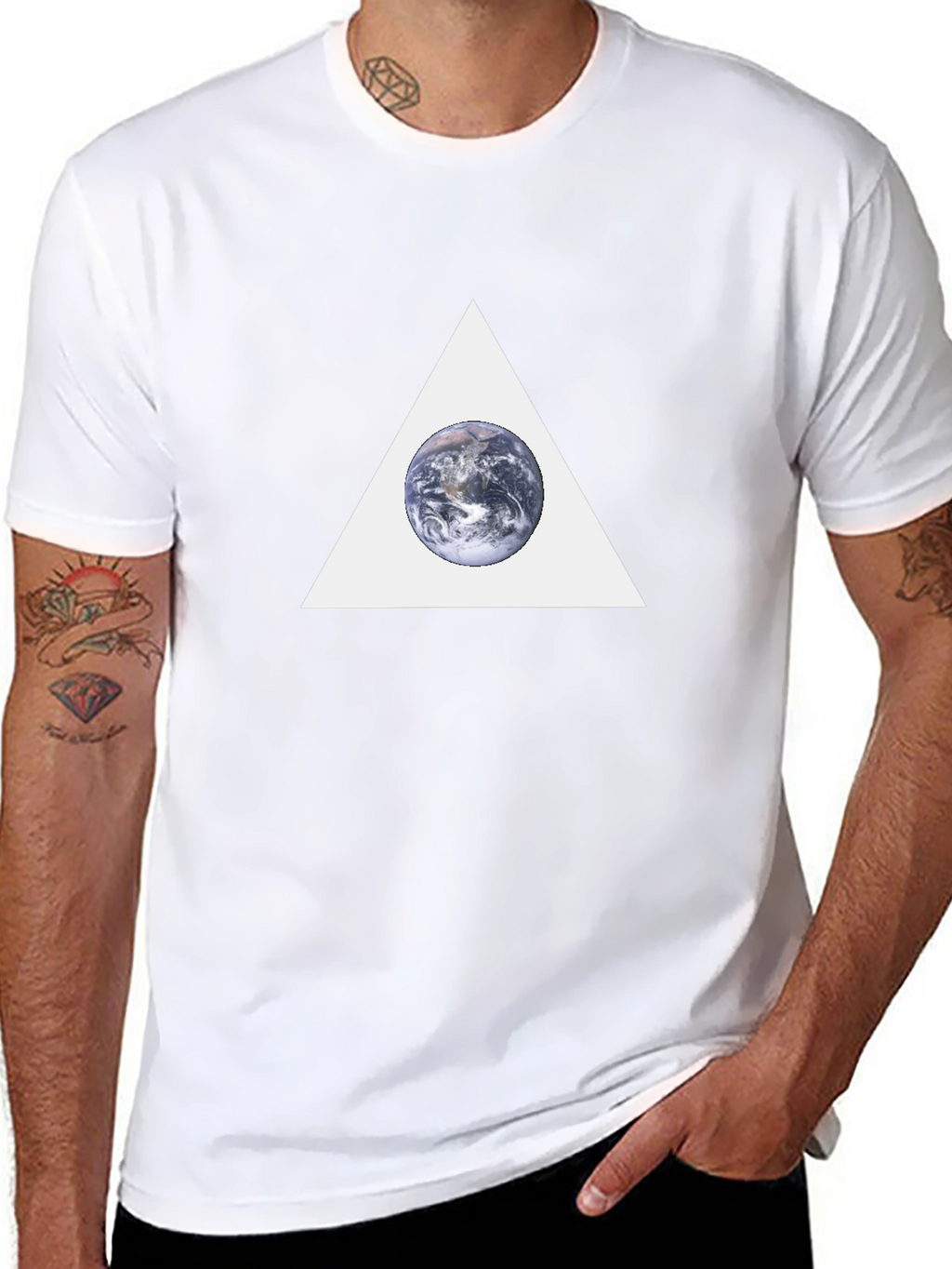 Earth in Triangle Graphic T-Shirt - Black