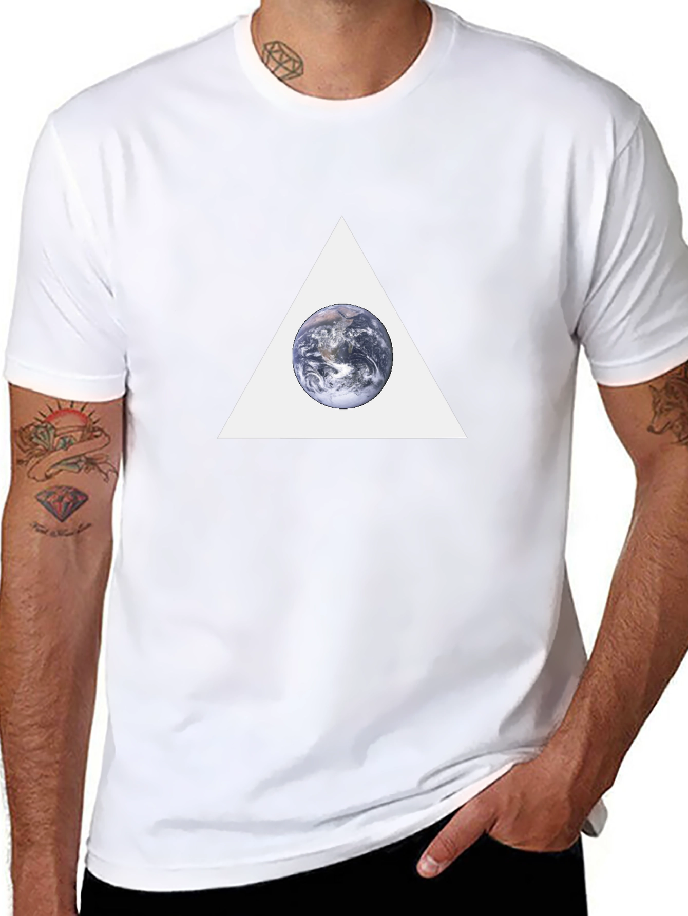 Earth in Triangle Graphic T-Shirt - Black