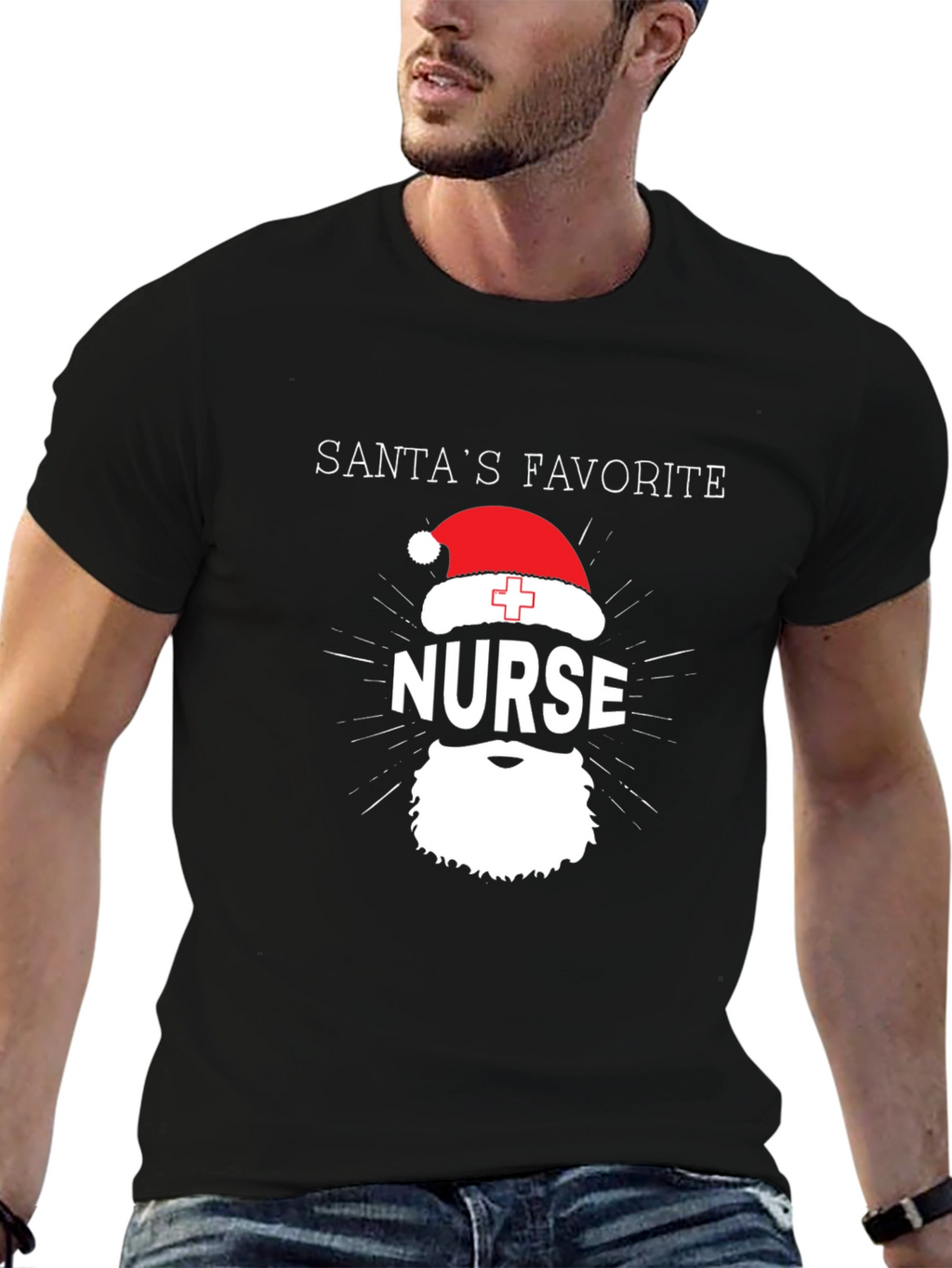 Santas Favorite Nurse T-Shirt - Christmas Holiday Tee