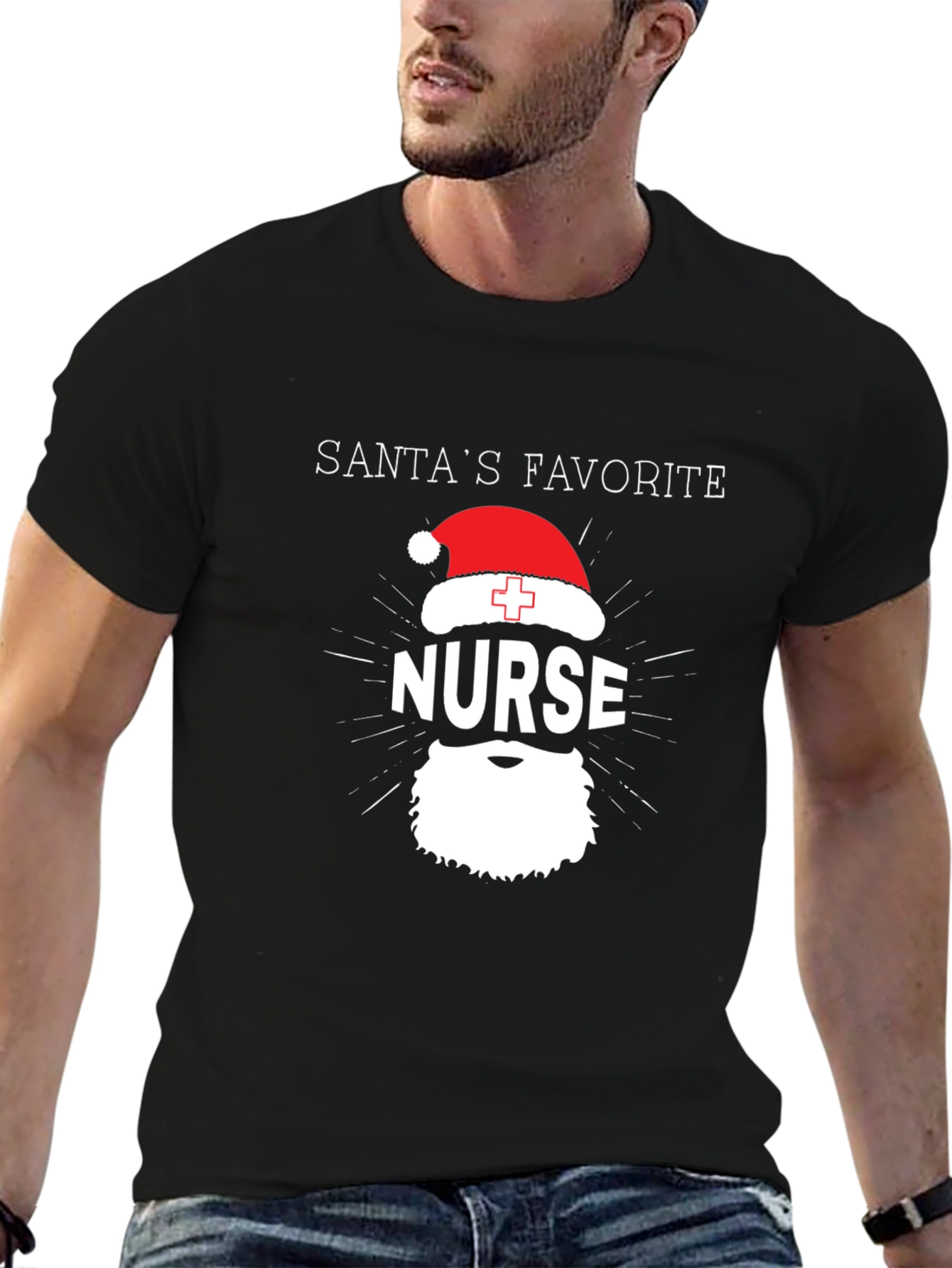 Santas Favorite Nurse T-Shirt - Christmas Holiday Tee