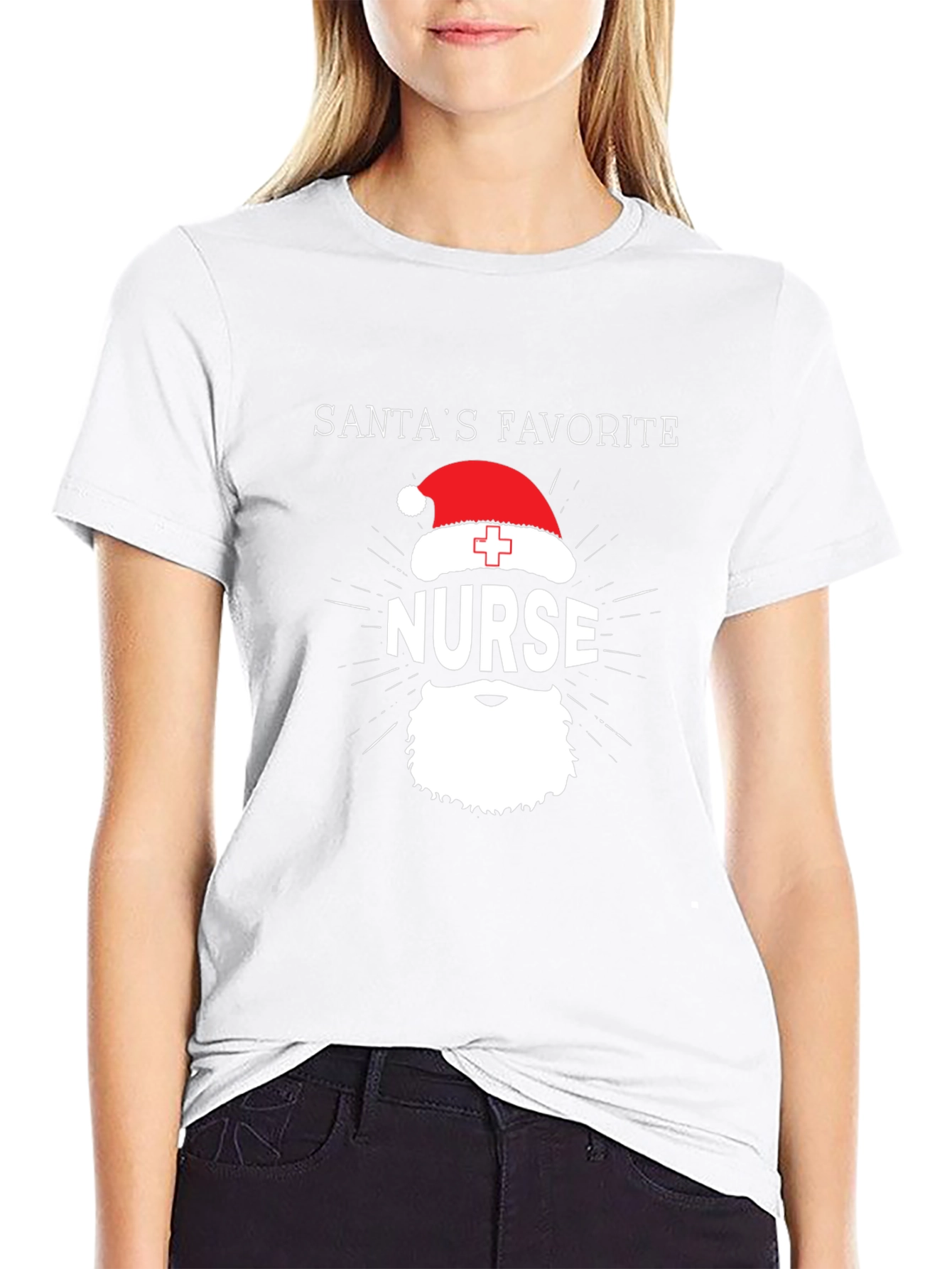 Santas Favorite Nurse T-Shirt - Christmas Holiday Tee