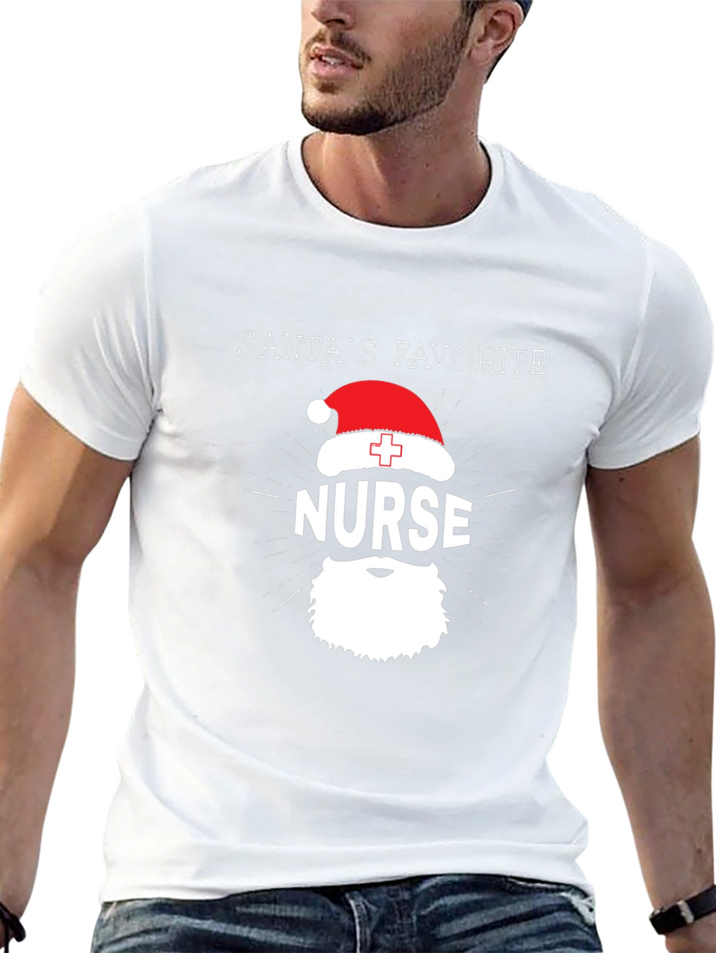 Santas Favorite Nurse T-Shirt - Christmas Holiday Tee