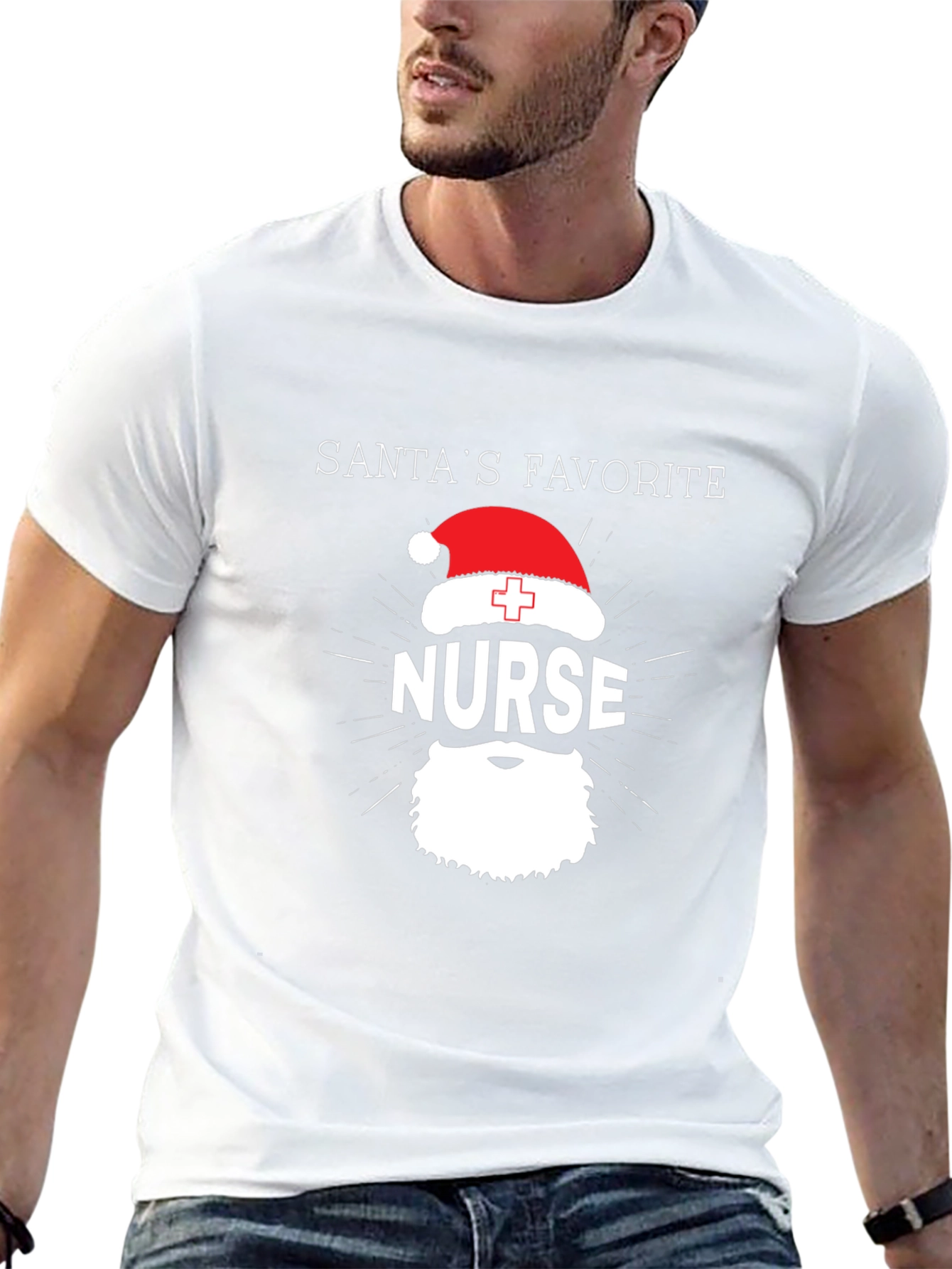 Santas Favorite Nurse T-Shirt - Christmas Holiday Tee