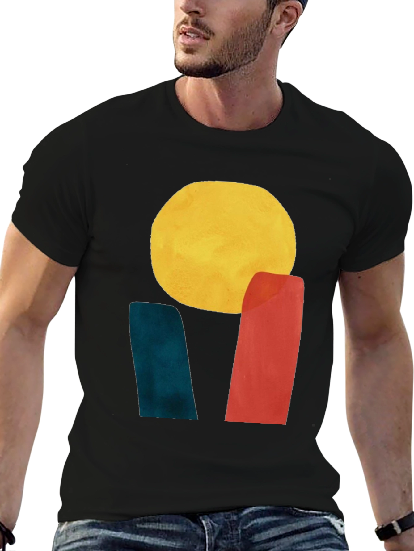Abstract Sun Graphic Tee - Modern Art T-Shirt