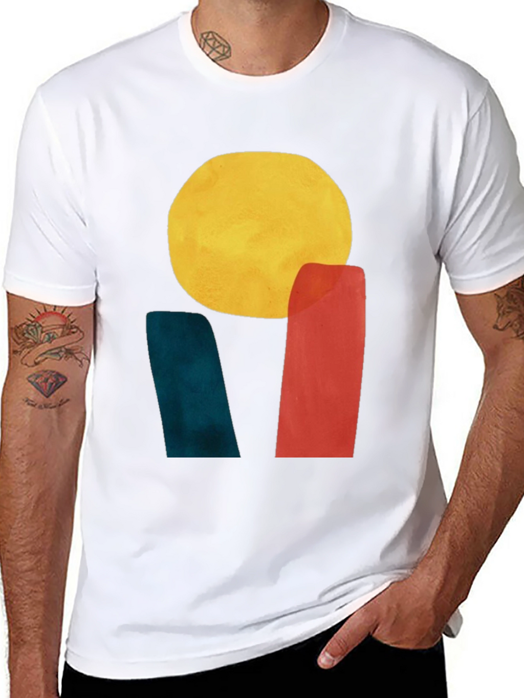 Abstract Sun Graphic Tee - Modern Art T-Shirt