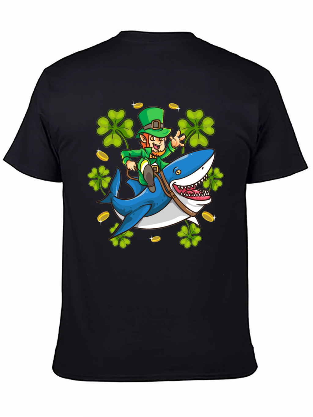 Leprechaun Riding Shark T-Shirt