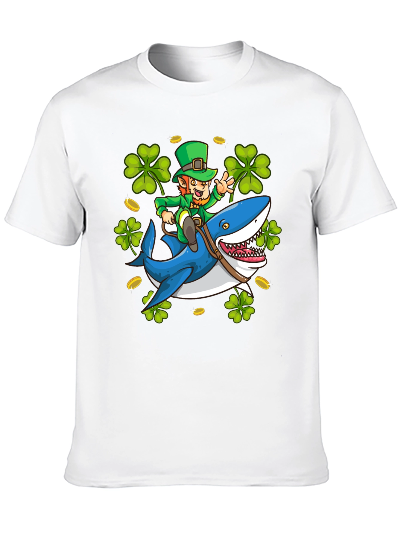 Leprechaun Riding Shark T-Shirt