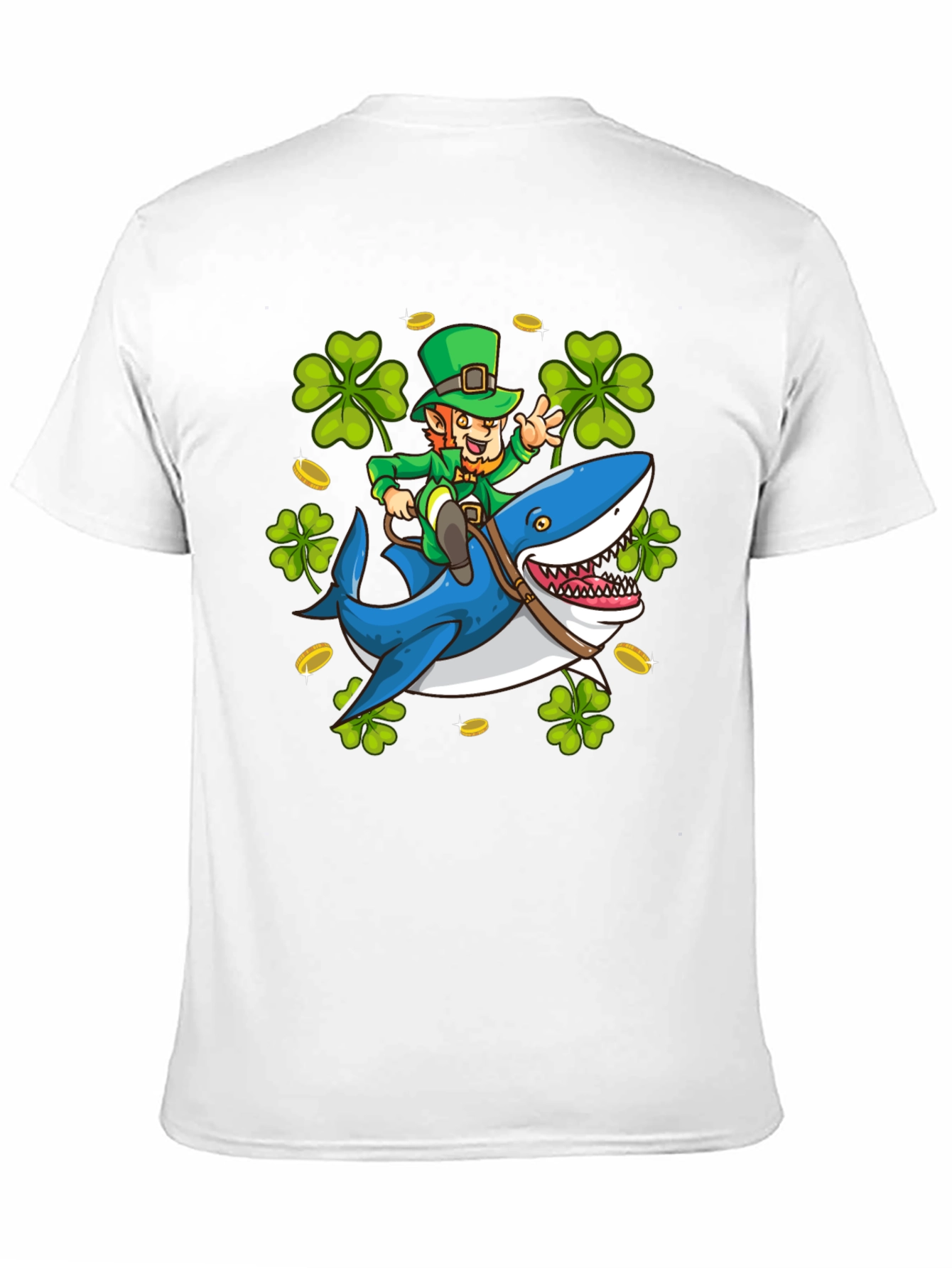Leprechaun Riding Shark T-Shirt