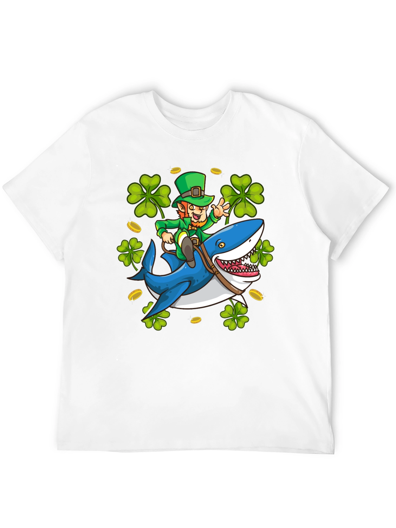 Leprechaun Riding Shark T-Shirt
