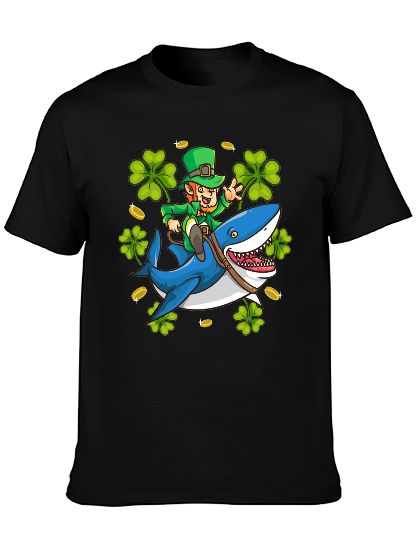 Leprechaun Riding Shark T-Shirt