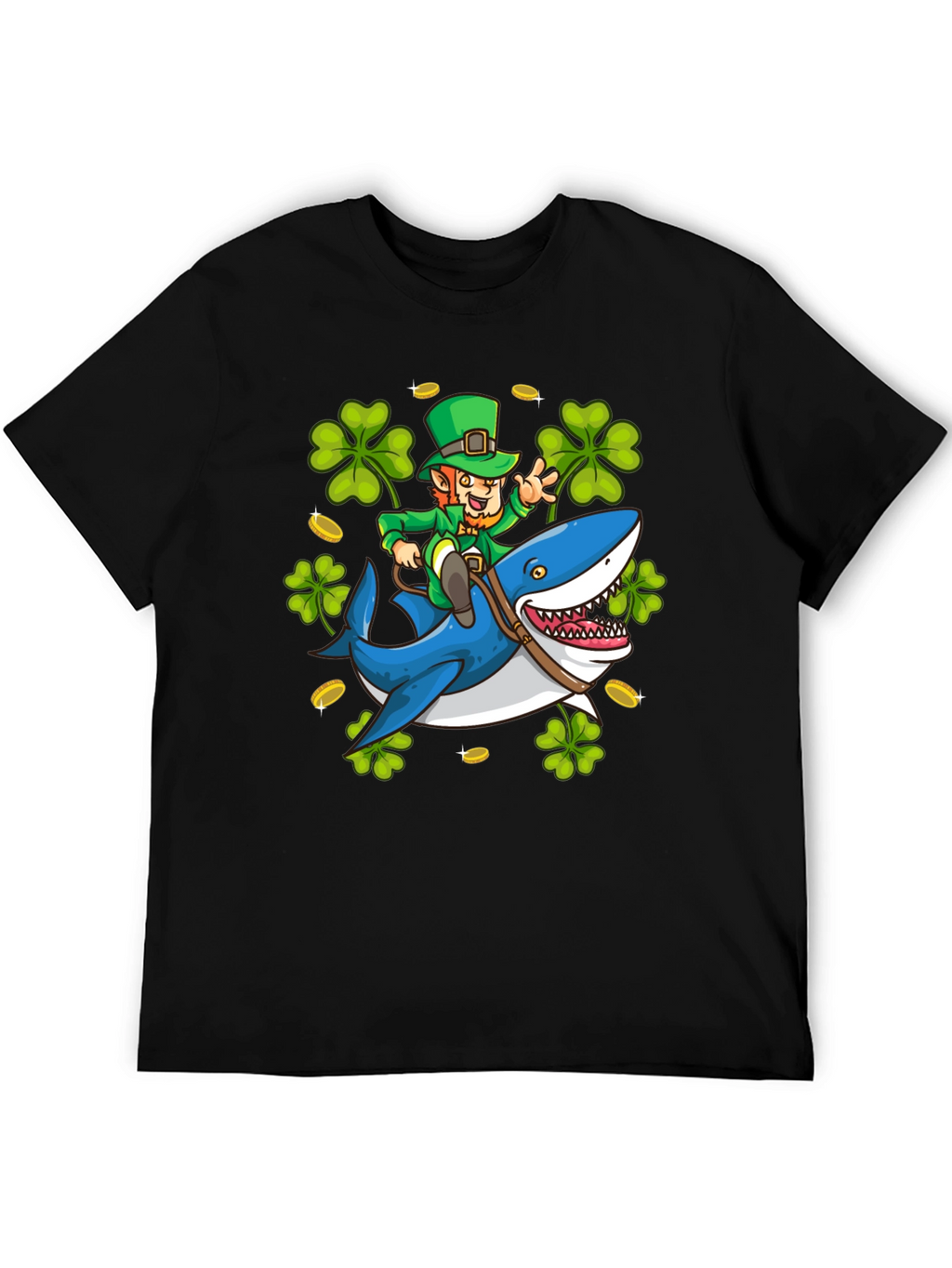 Leprechaun Riding Shark T-Shirt