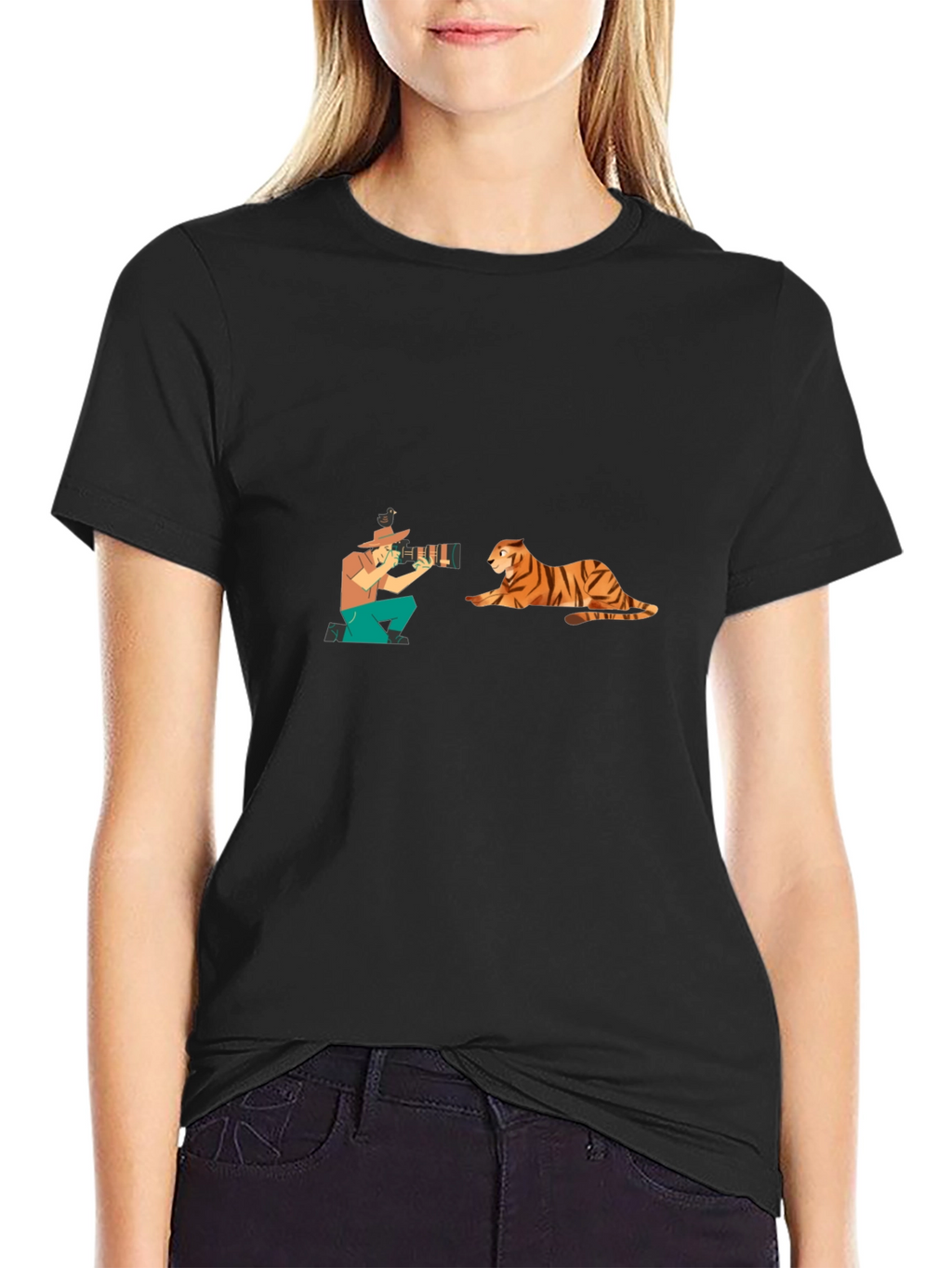 Tiger Photographer Black T-Shirt