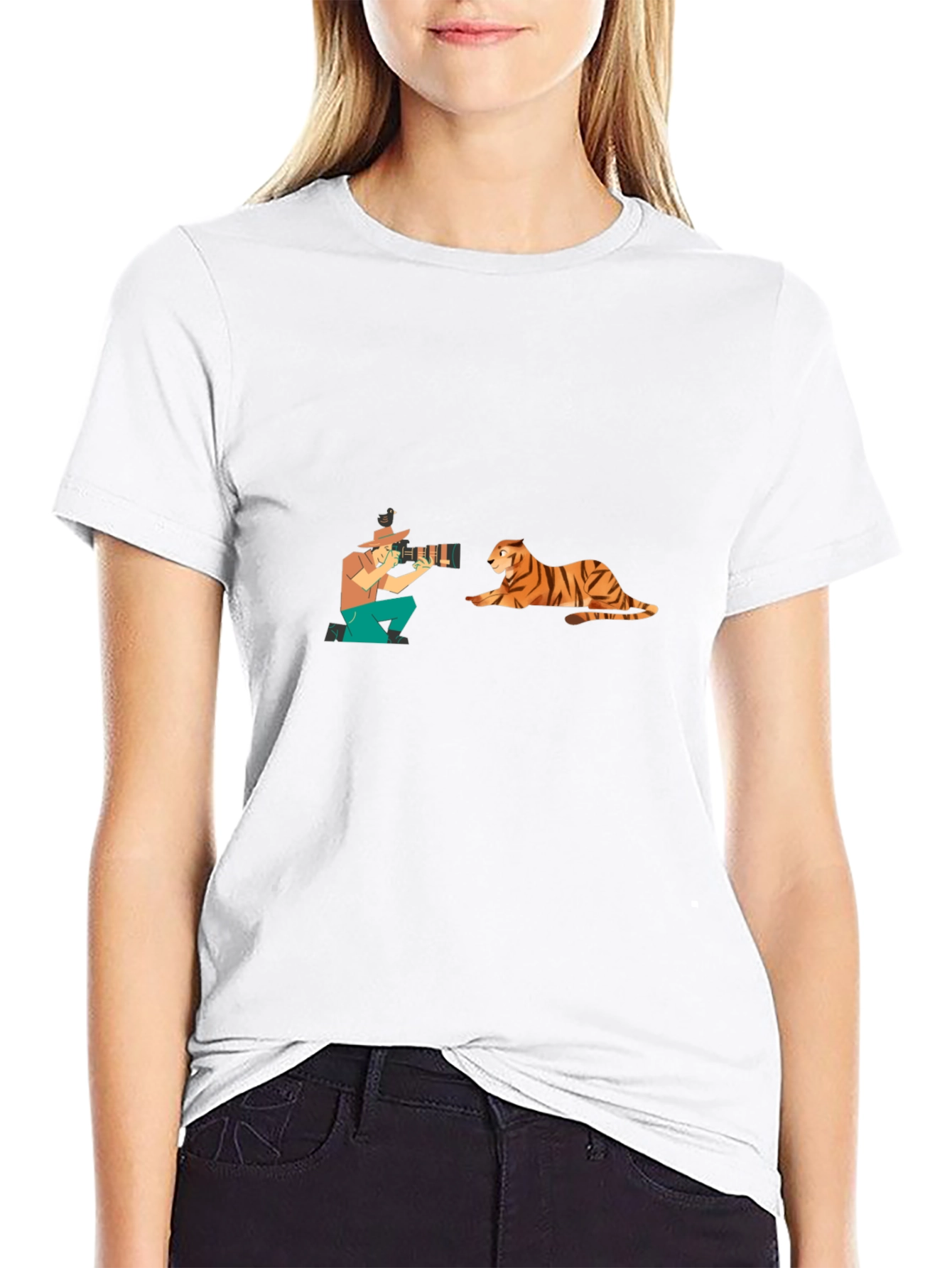 Tiger Photographer Black T-Shirt