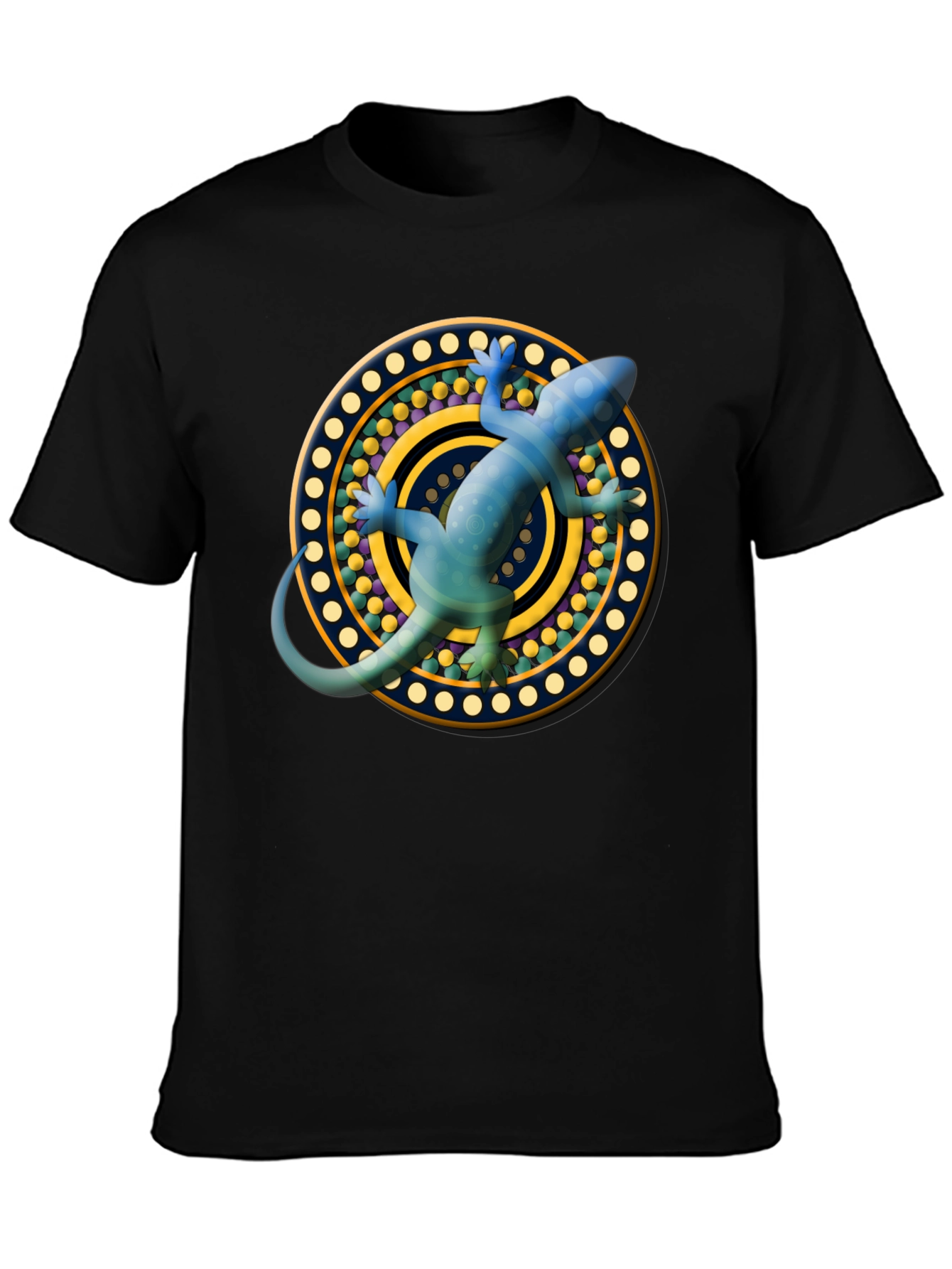Lizard Mandala T-Shirt - Black