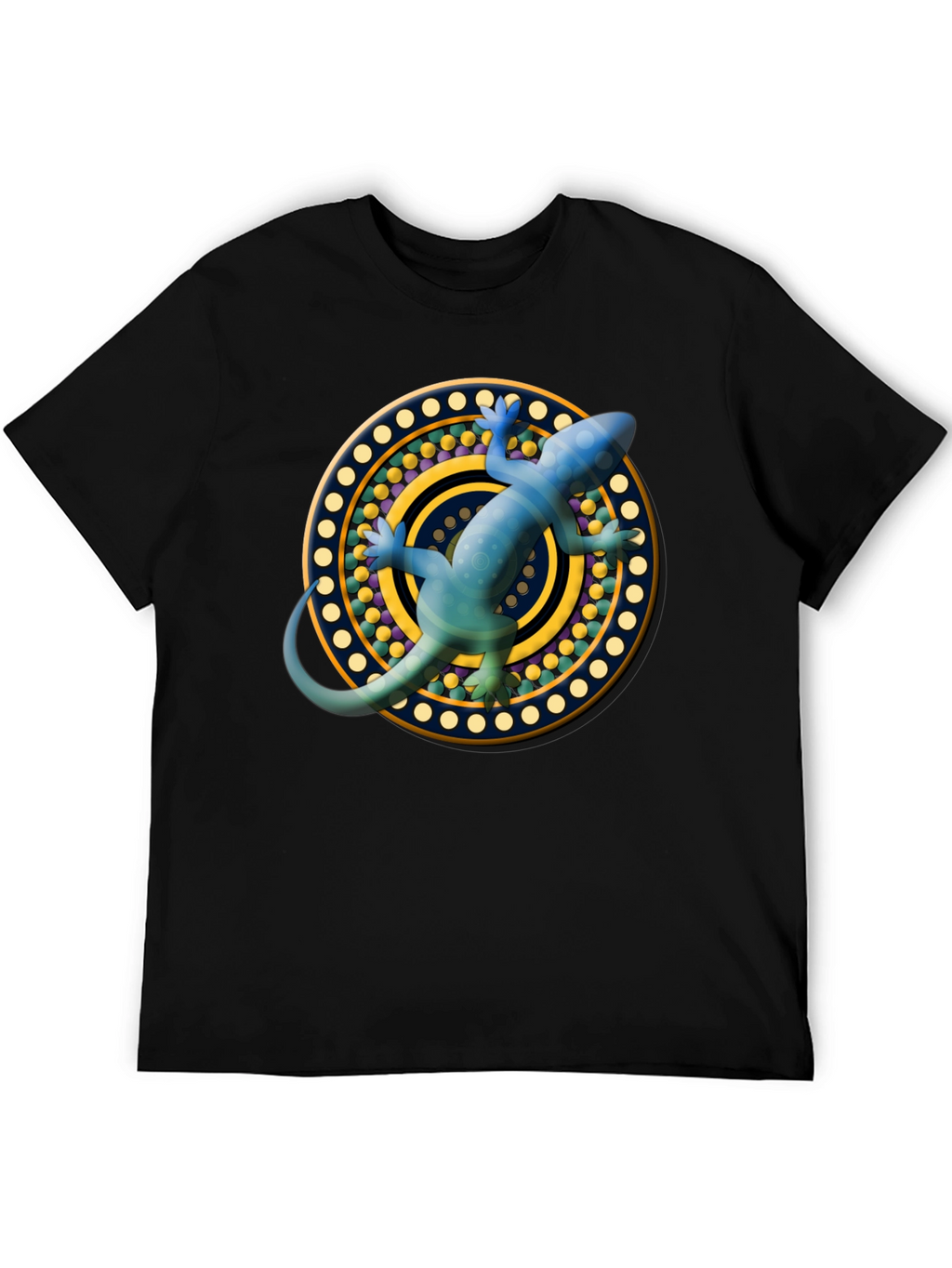 Lizard Mandala T-Shirt - Black