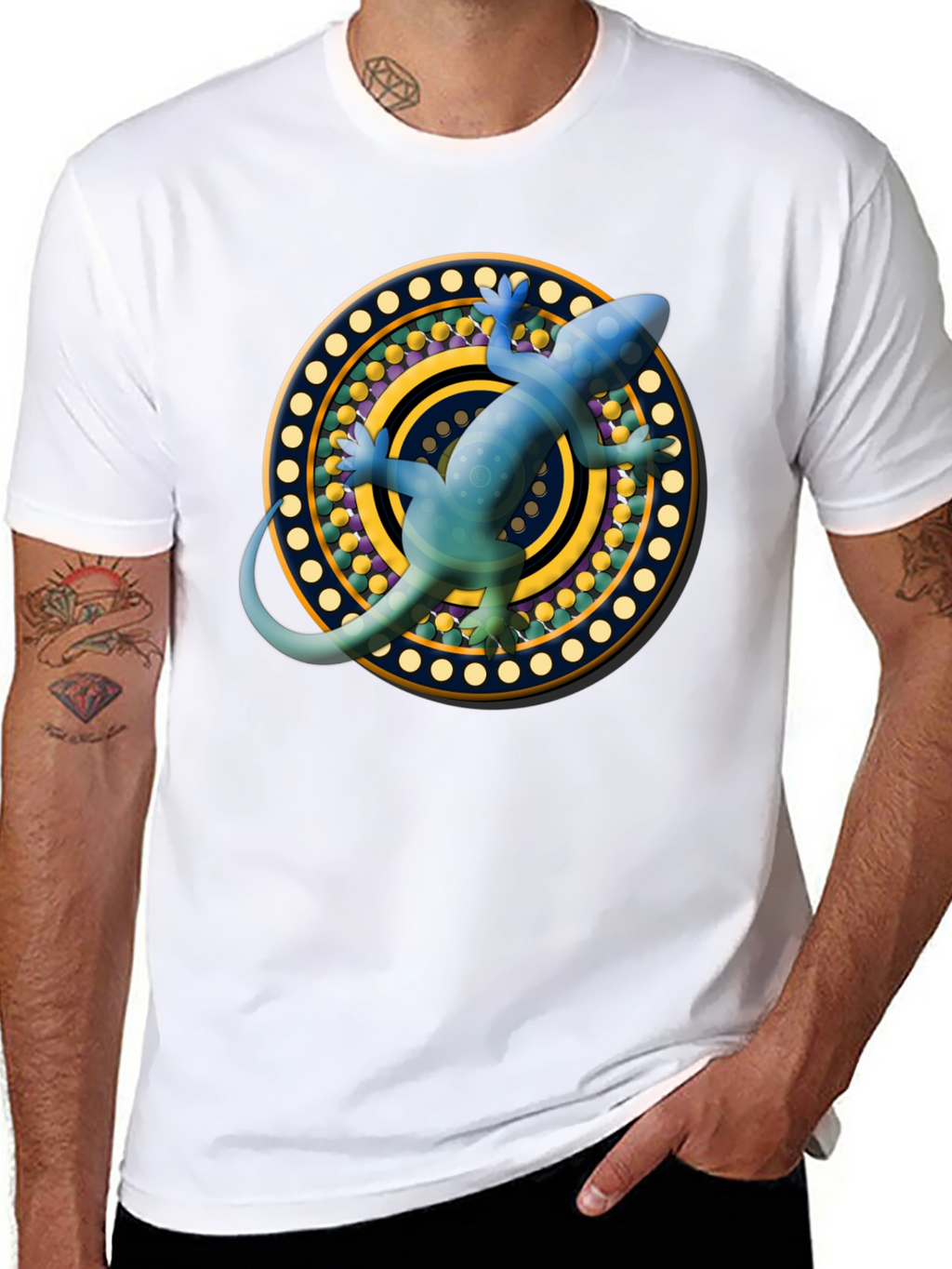 Lizard Mandala T-Shirt - Black