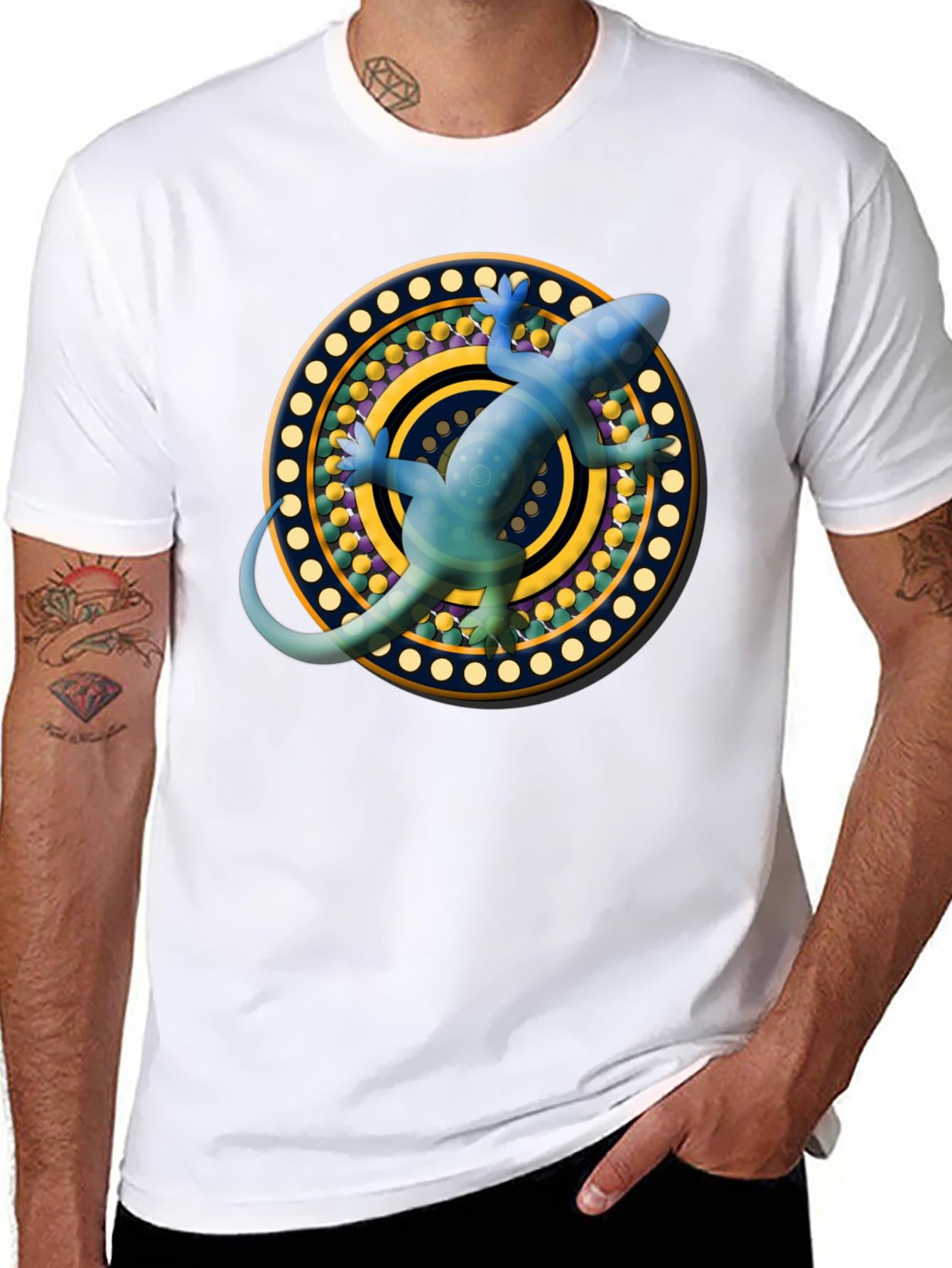 Lizard Mandala T-Shirt - Black