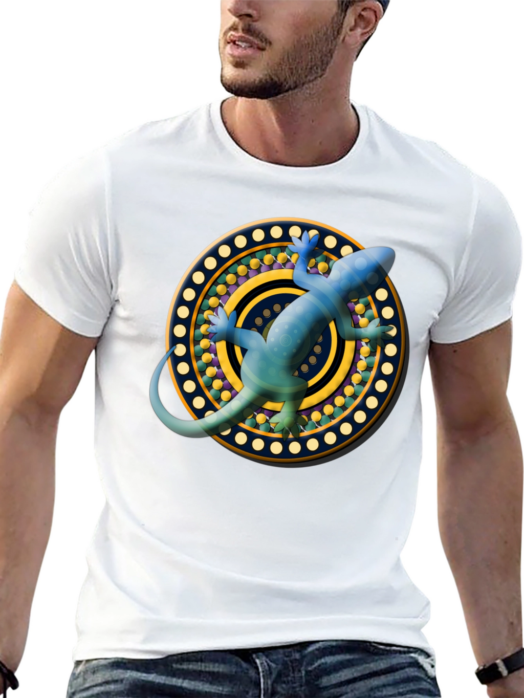 Lizard Mandala T-Shirt - Black