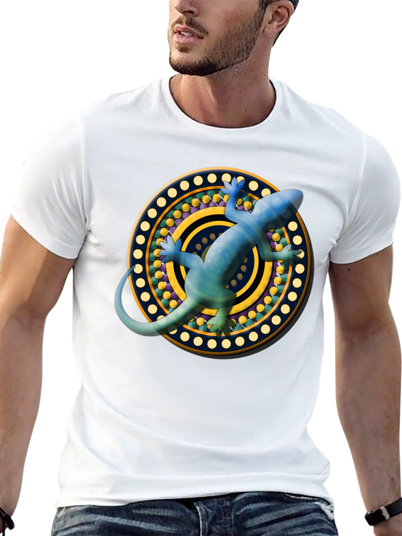 Lizard Mandala T-Shirt - Black