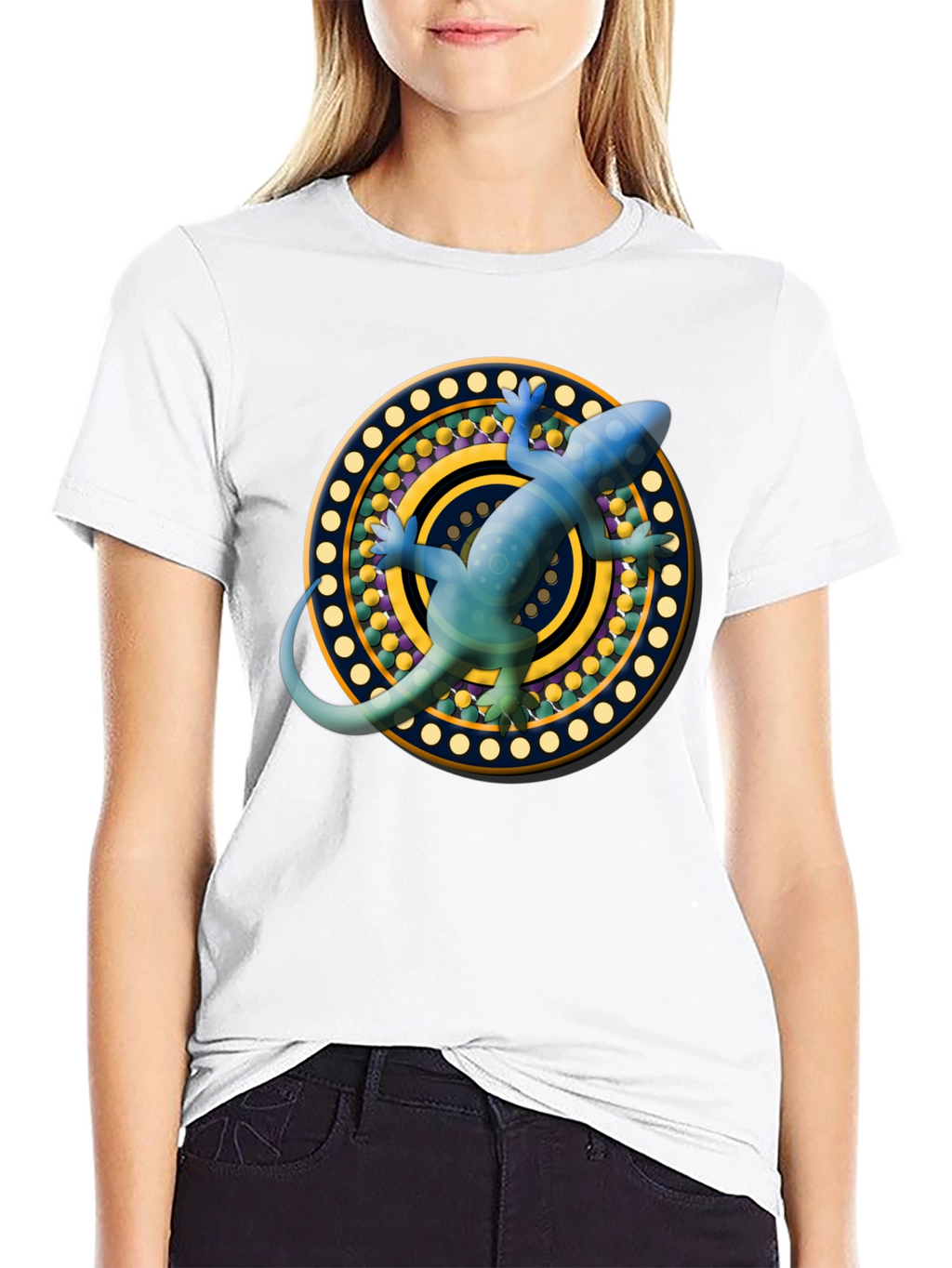 Lizard Mandala T-Shirt - Black