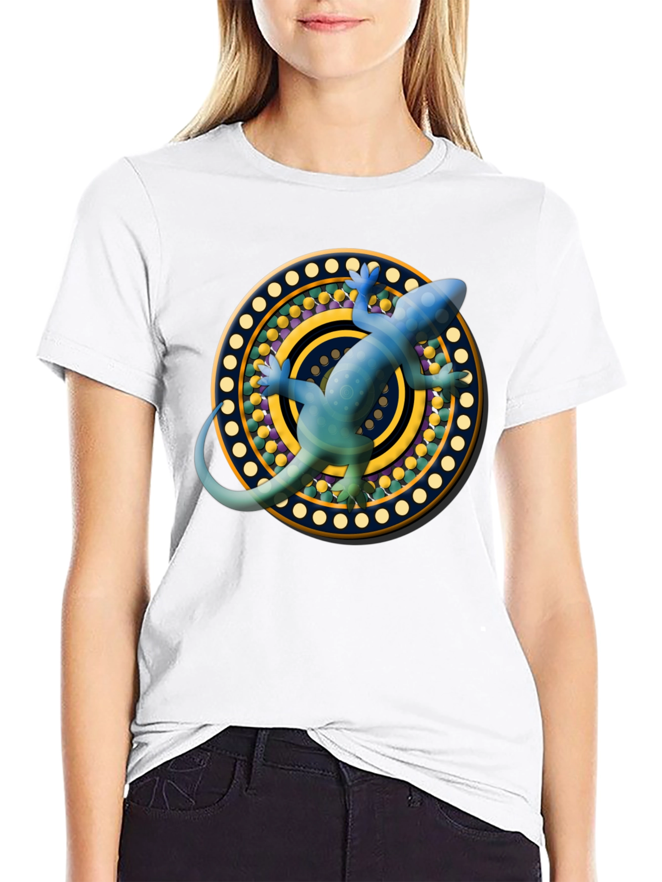 Lizard Mandala T-Shirt - Black