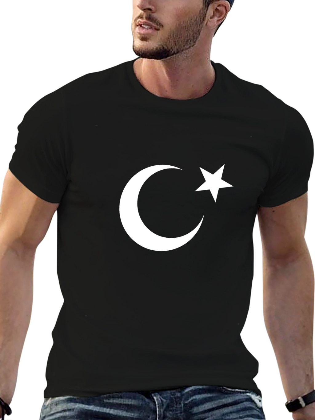 Crescent Moon & Star Black T-Shirt