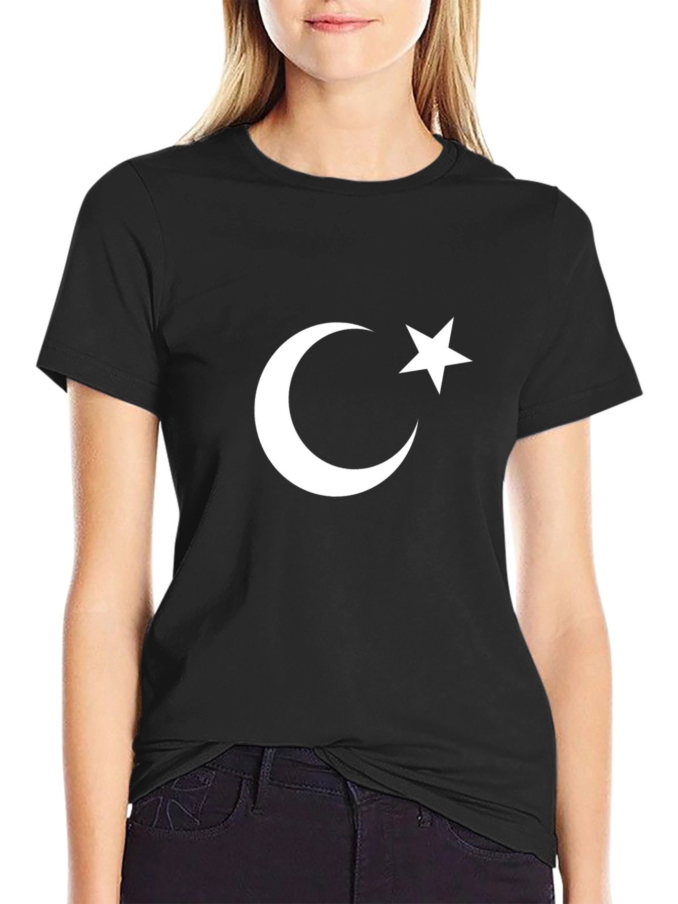 Crescent Moon & Star Black T-Shirt