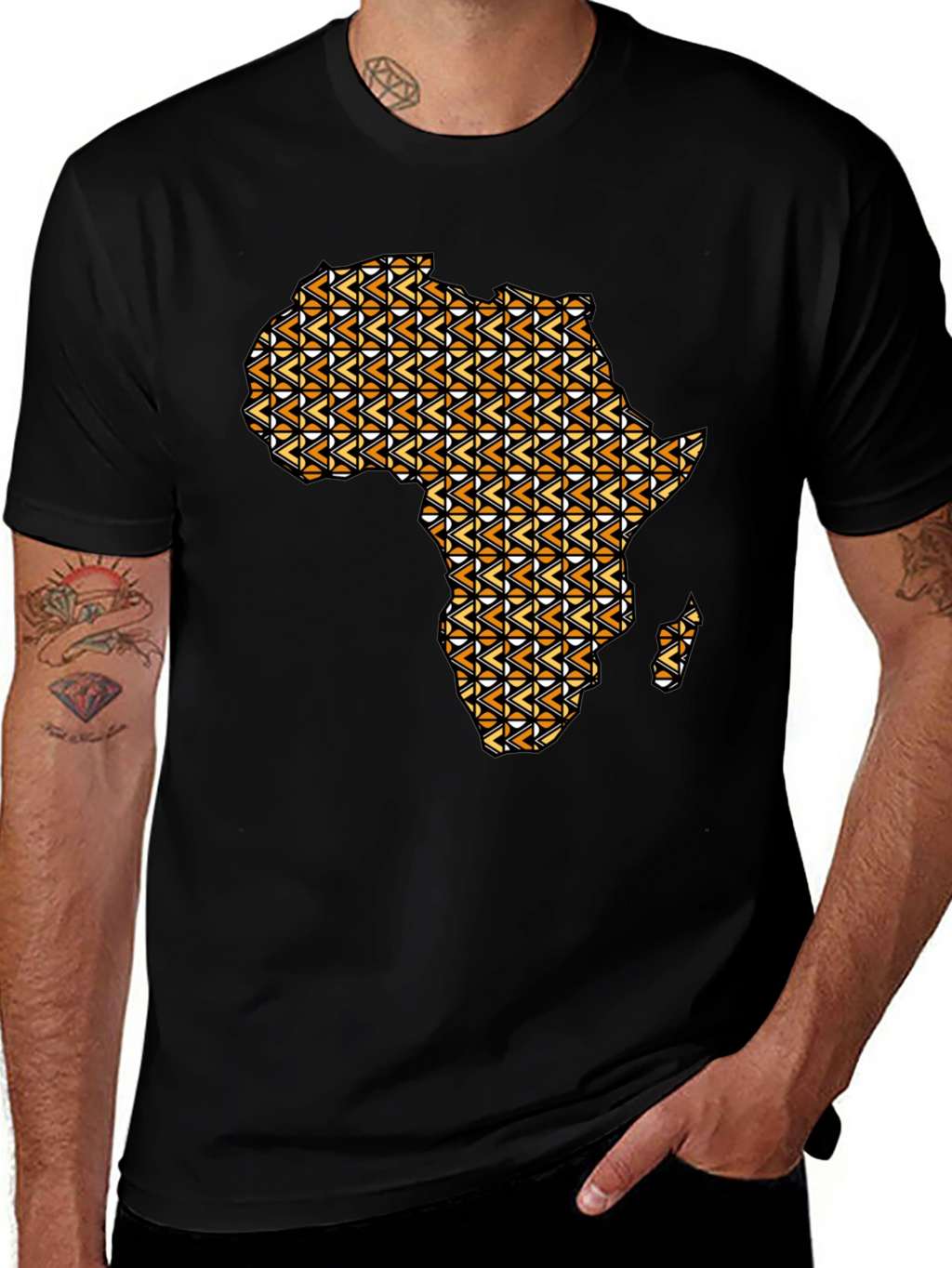 Africa Map Print Black T-Shirt