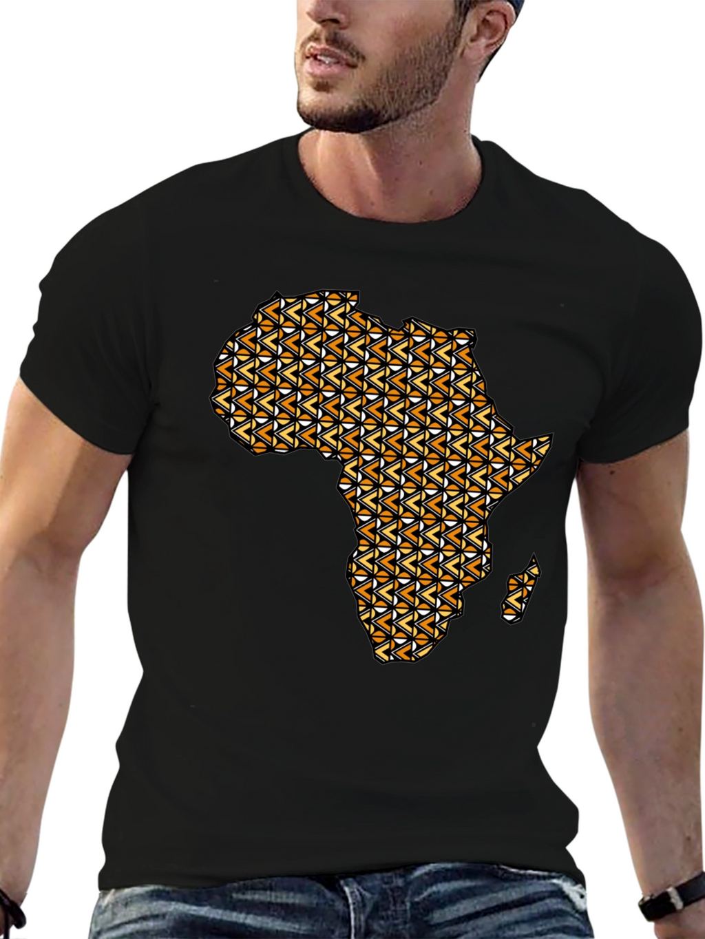 Africa Map Print Black T-Shirt