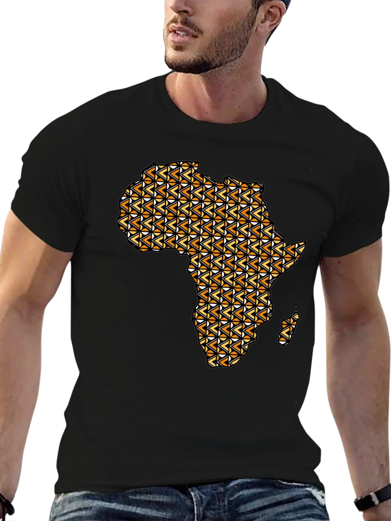 Africa Map Print Black T-Shirt
